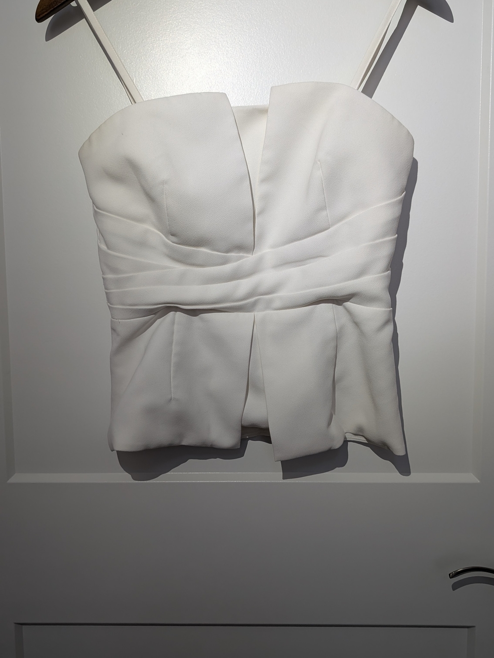 White House Black Market Strapless White Peplum Bustier Top